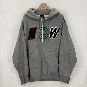 Nike Sportswear Hoodie Mens XL Gray NSW Chenille Logo Fleece Sweatshirt Skater